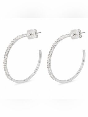 NWT And Now This Silver Plated Cubic Zirconia Hoop Earrings